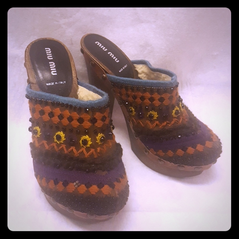 Miu Miu Boho Clogs Size 37.5 - image 1
